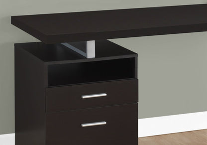 60" Dark Brown and Silver Computer Desk With Two Drawers HomeRoots