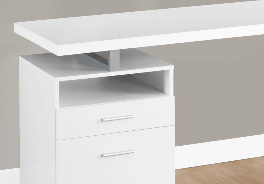 60" White and Silver Computer Desk With Two Drawers HomeRoots