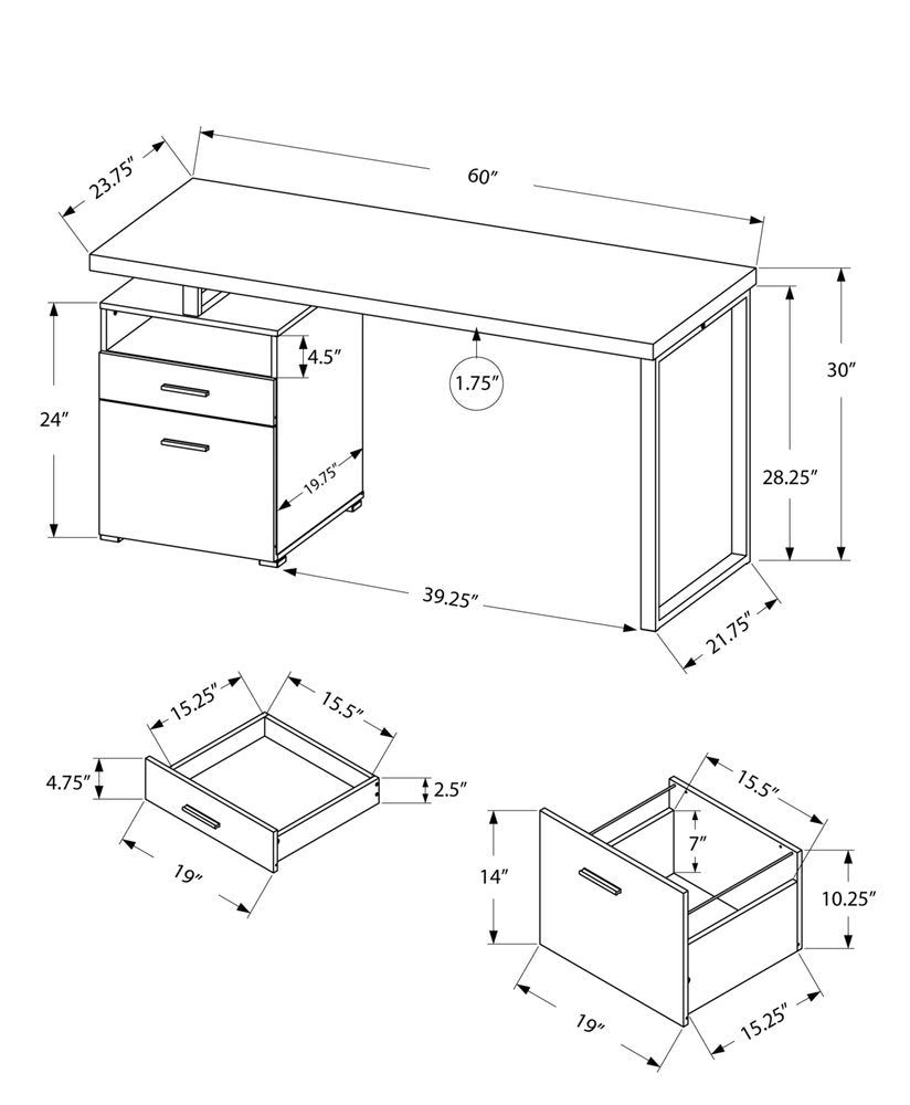 60" Taupe and Silver Computer Desk With Two Drawers HomeRoots