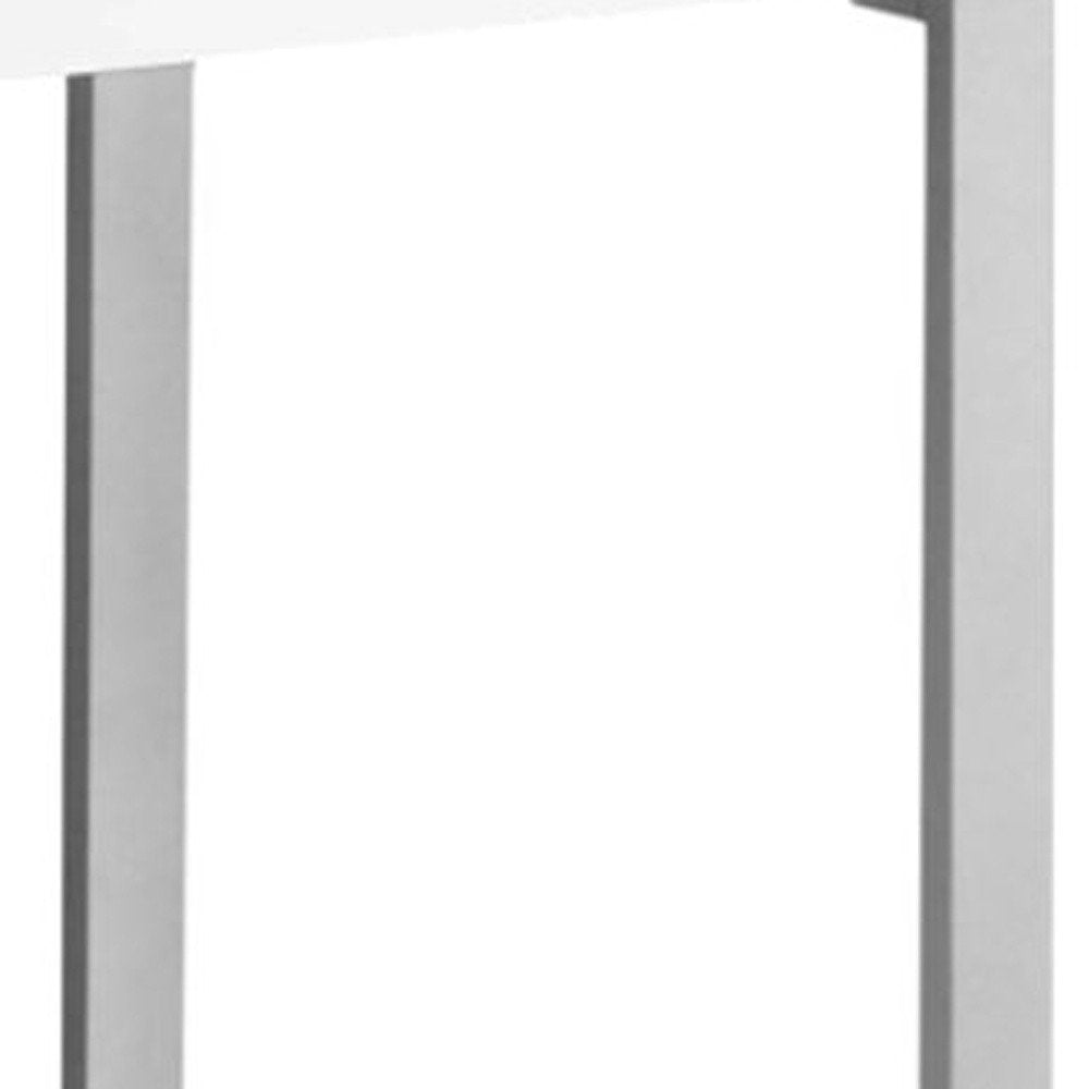 60" White and Silver Computer Desk With Two Drawers HomeRoots