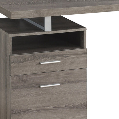 60" Taupe and Silver Computer Desk With Two Drawers HomeRoots