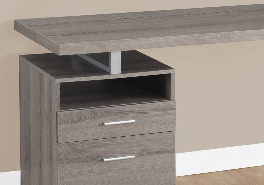 60" White and Silver Computer Desk With Two Drawers HomeRoots