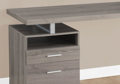 60" White and Silver Computer Desk With Two Drawers HomeRoots
