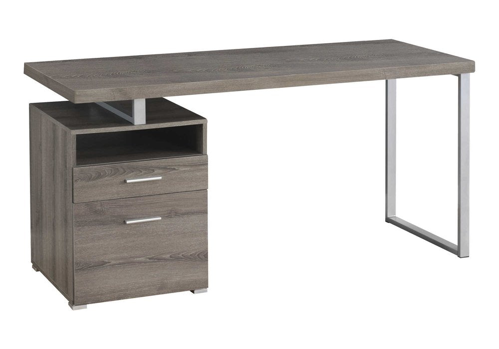 60" Taupe and Silver Computer Desk With Two Drawers HomeRoots