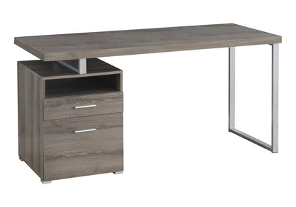 60" Taupe and Silver Computer Desk With Two Drawers HomeRoots