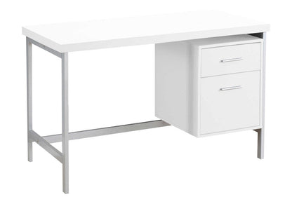 47" White and Silver Computer Desk With Two Drawers HomeRoots