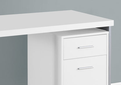 47" White and Silver Computer Desk With Two Drawers HomeRoots