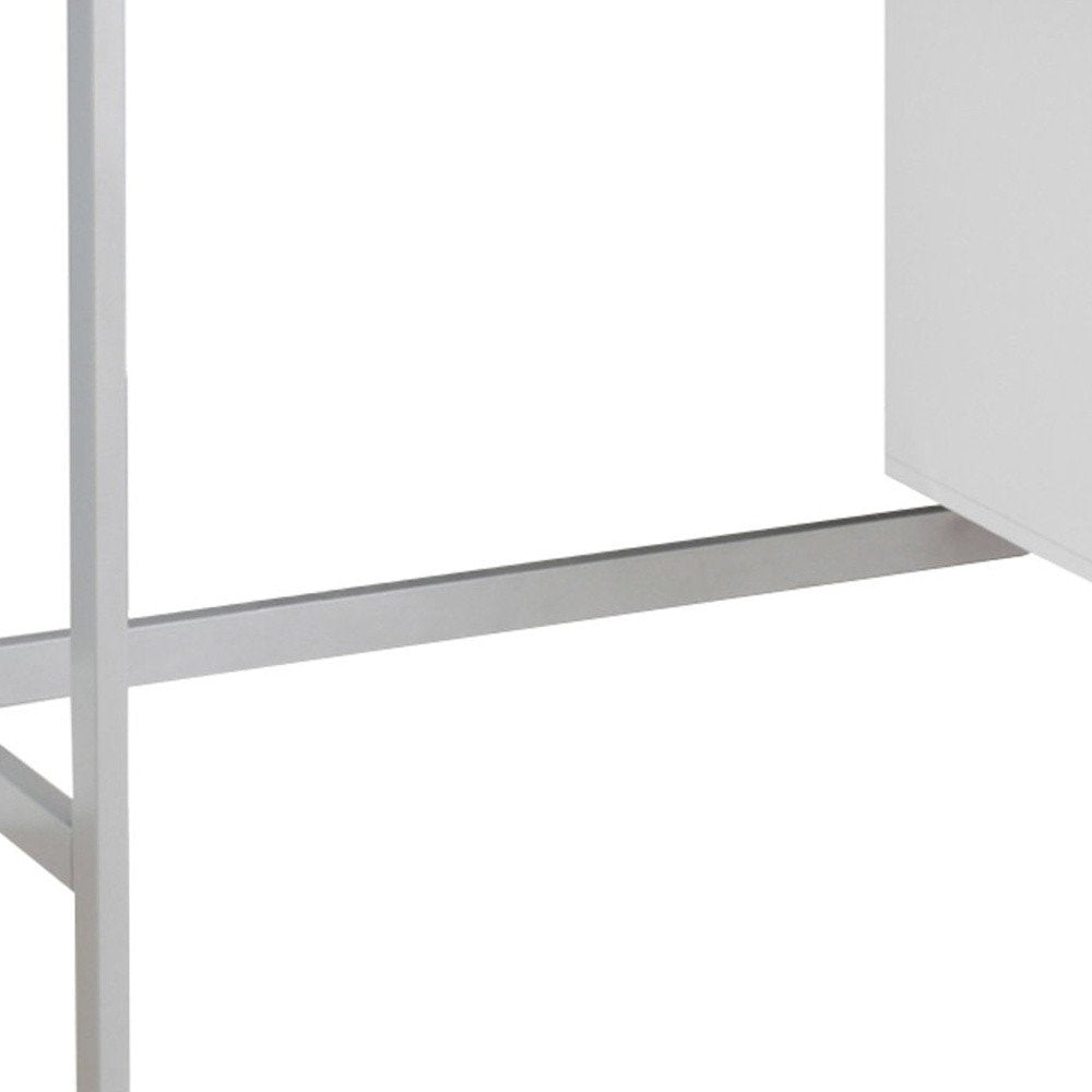 47" White and Silver Computer Desk With Two Drawers HomeRoots