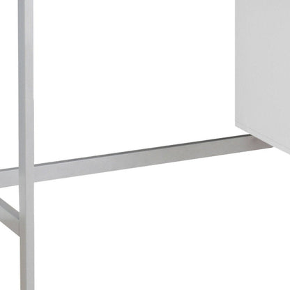 47" White and Silver Computer Desk With Two Drawers HomeRoots