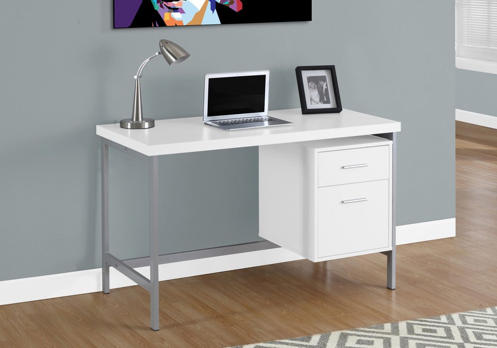 47" Taupe and Silver Computer Desk With Two Drawers HomeRoots