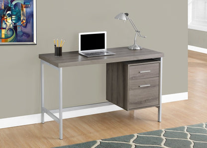 47" Taupe and Silver Computer Desk With Two Drawers HomeRoots