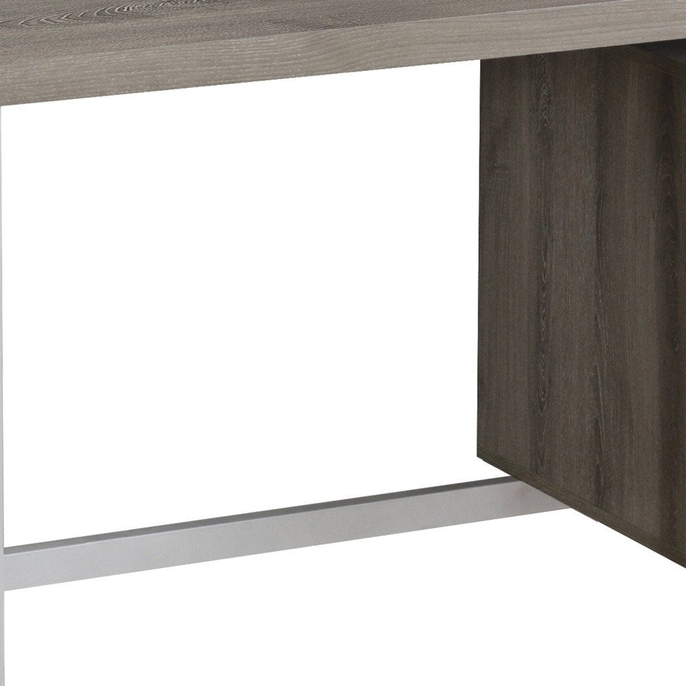 47" White and Silver Computer Desk With Two Drawers HomeRoots