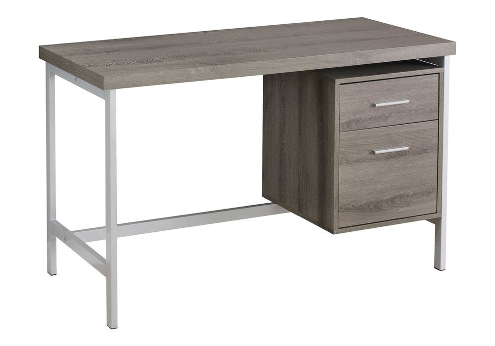 47" White and Silver Computer Desk With Two Drawers HomeRoots