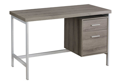 47" White and Silver Computer Desk With Two Drawers HomeRoots