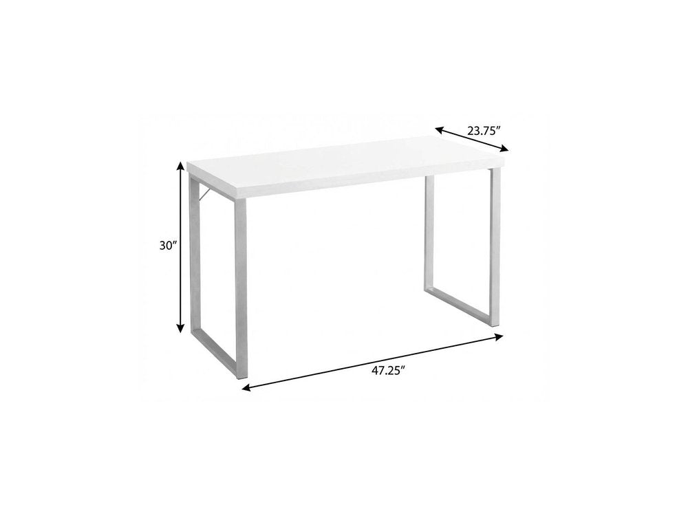47" White and Silver Computer Desk HomeRoots