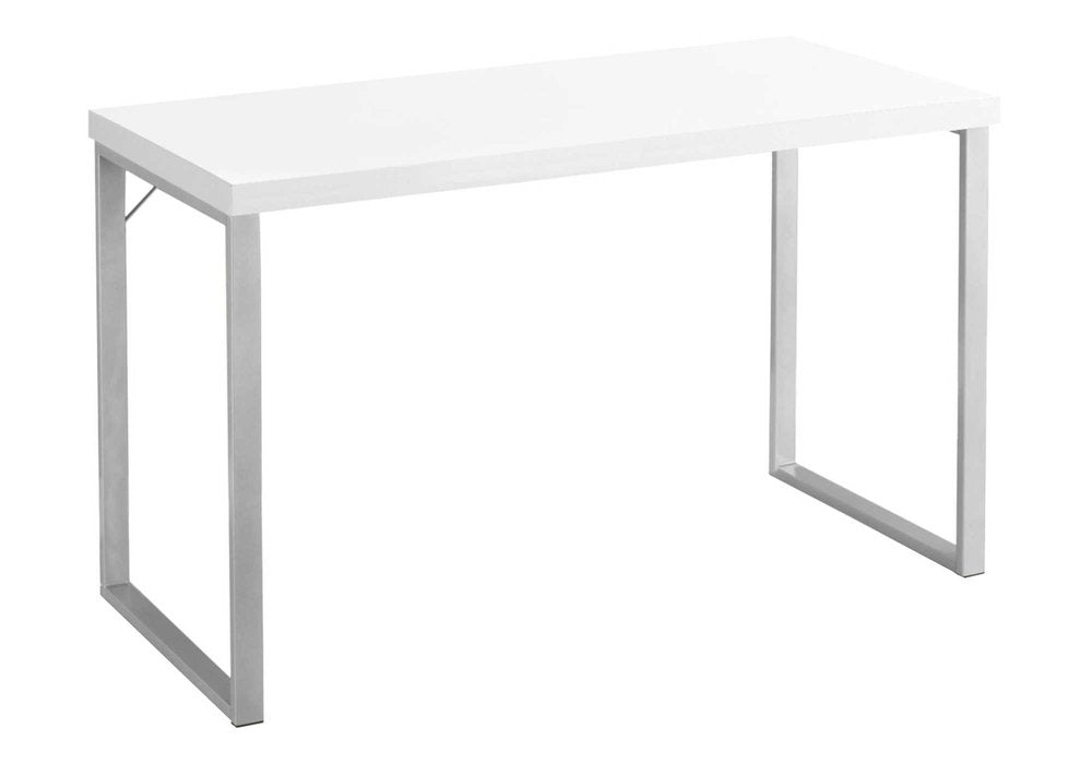 47" White and Silver Computer Desk HomeRoots