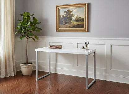 47" White and Silver Computer Desk HomeRoots