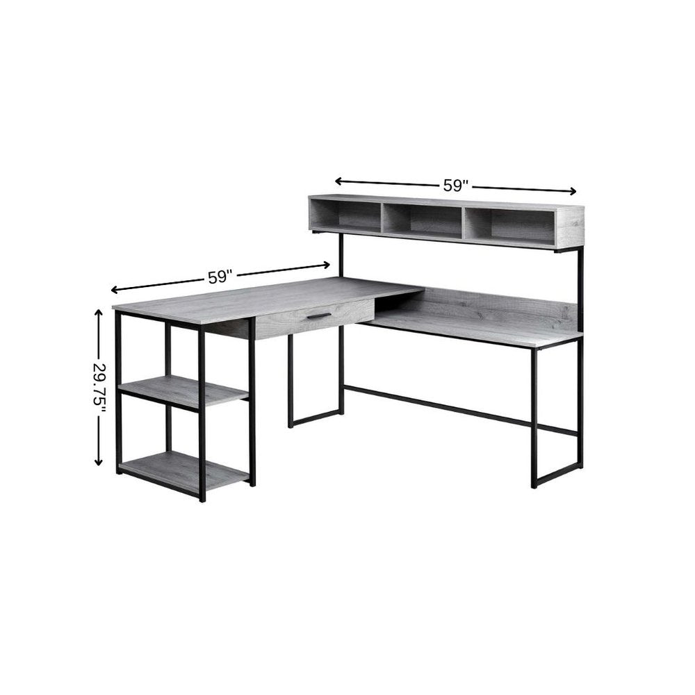 59" White and Silver L Shape Computer Desk HomeRoots