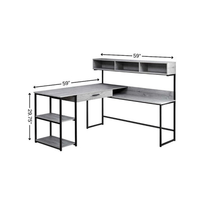 59" White and Silver L Shape Computer Desk HomeRoots