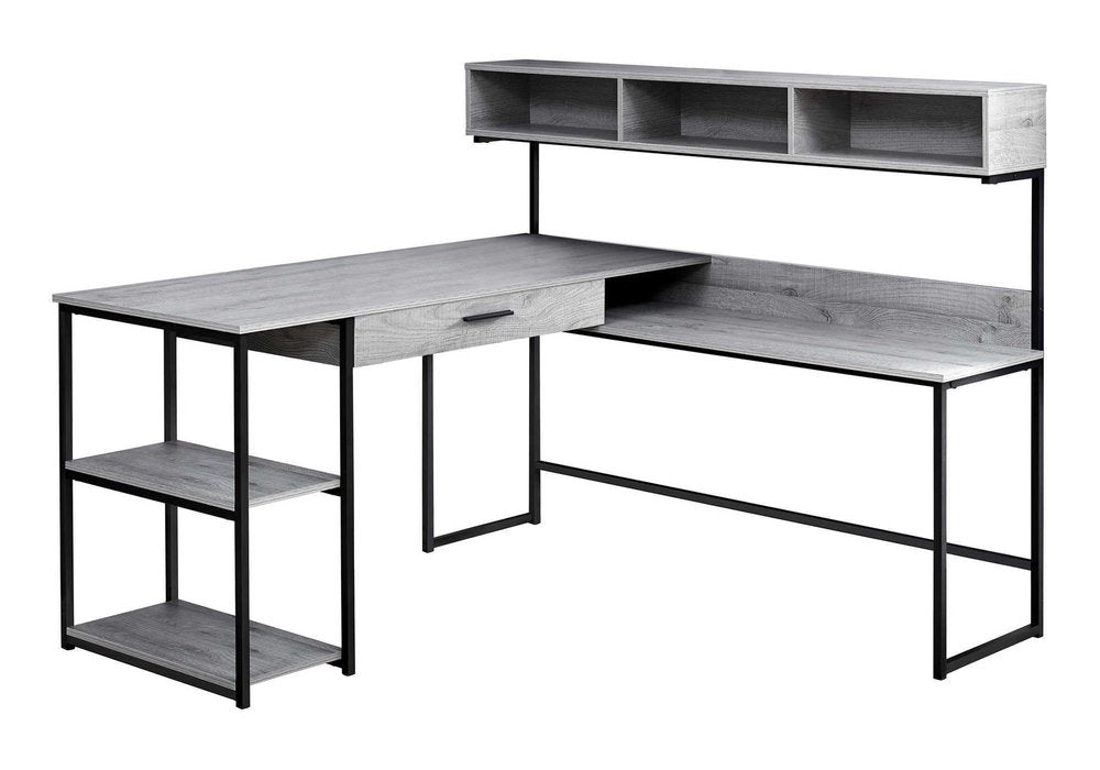 59" White and Silver L Shape Computer Desk HomeRoots