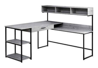 59" White and Silver L Shape Computer Desk HomeRoots