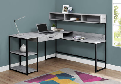 59" Gray and Black L Shape Computer Desk HomeRoots