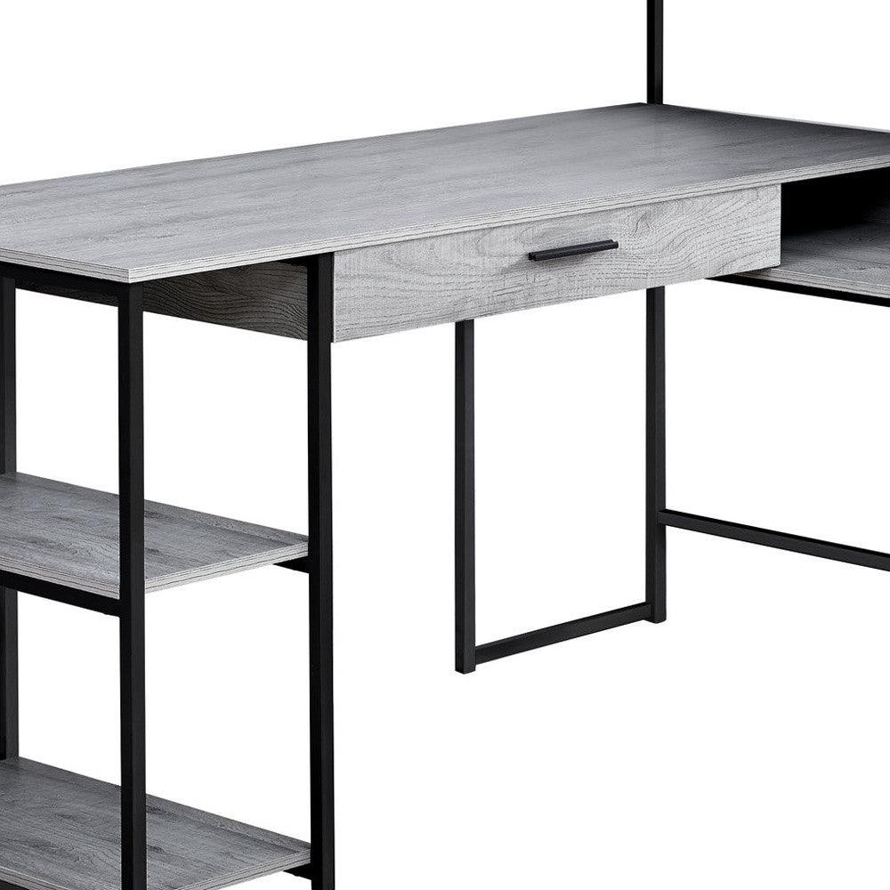 59" Gray and Black L Shape Computer Desk - FurniFindUSA