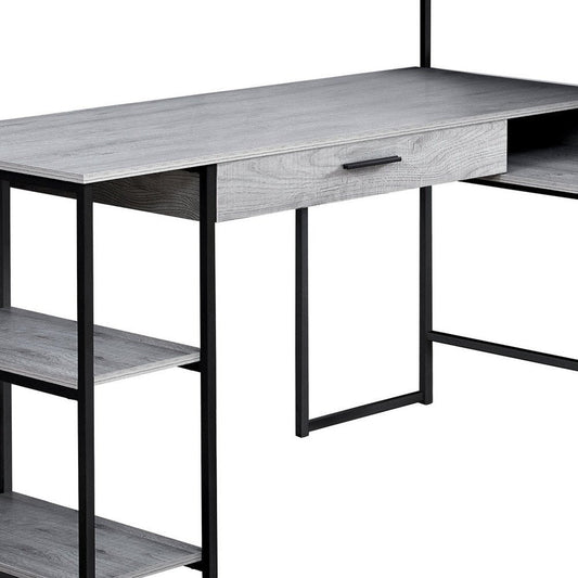 59" Taupe and Black L Shape Computer Desk HomeRoots