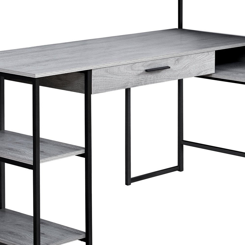 59" White and Silver L Shape Computer Desk HomeRoots
