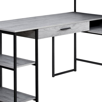 59" White and Silver L Shape Computer Desk HomeRoots