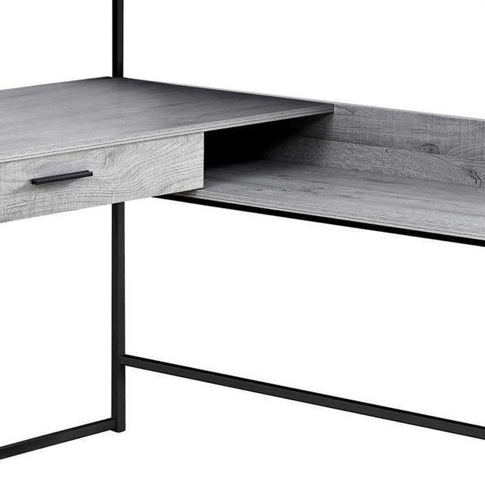 59" White and Silver L Shape Computer Desk HomeRoots