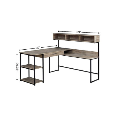 59" White and Silver L Shape Computer Desk HomeRoots