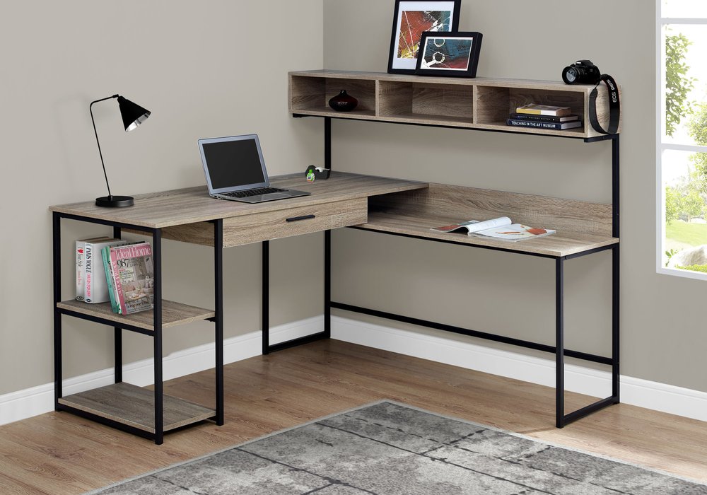 59" Gray and Black L Shape Computer Desk HomeRoots
