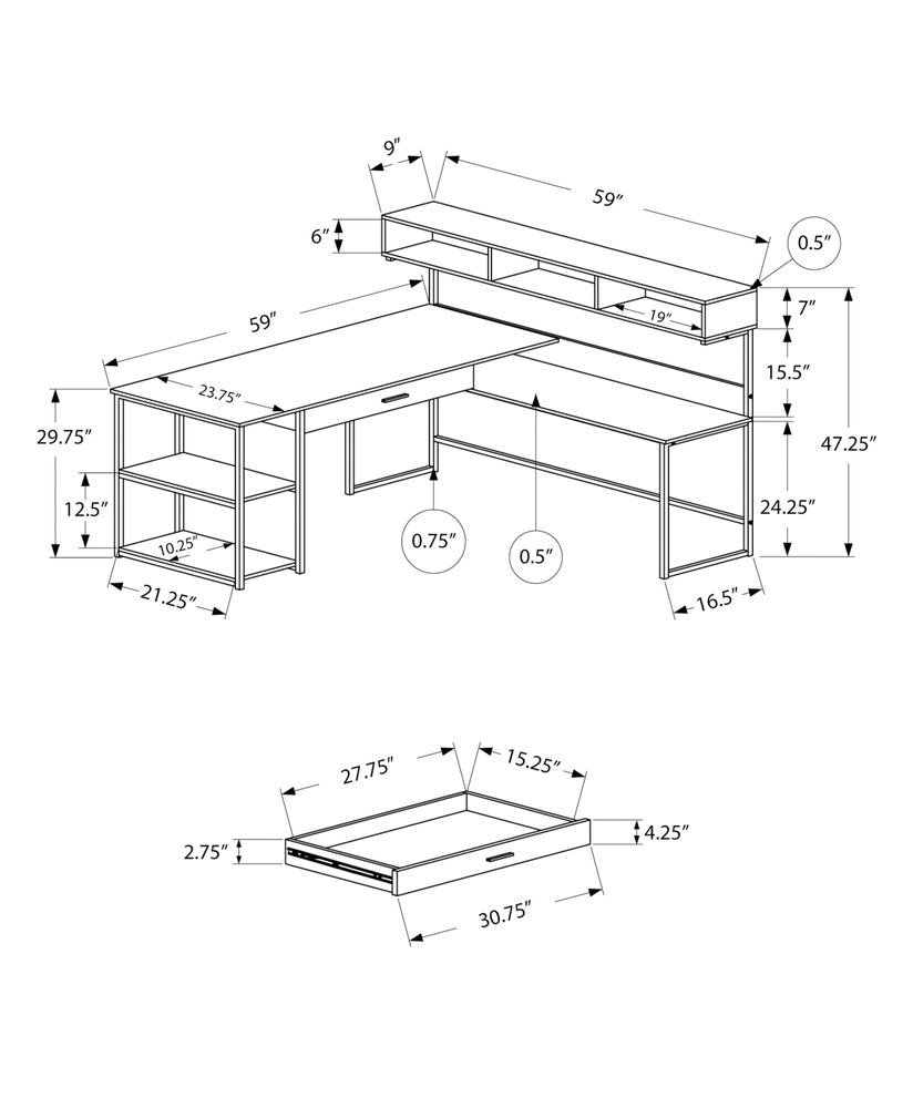 59" Gray and Black L Shape Computer Desk HomeRoots