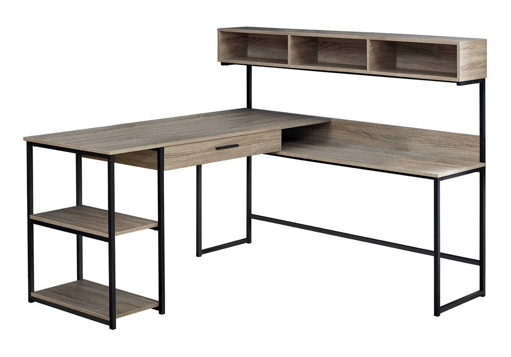59" White and Silver L Shape Computer Desk HomeRoots