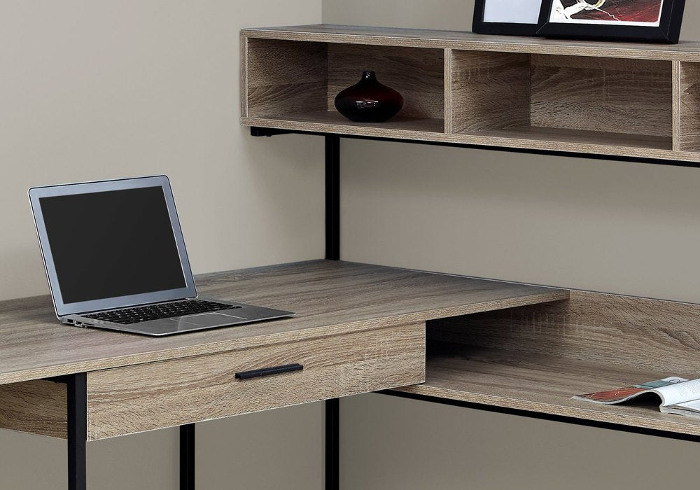 59" Gray and Black L Shape Computer Desk HomeRoots
