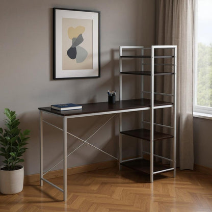47" Dark Brown and Silver Computer Desk HomeRoots