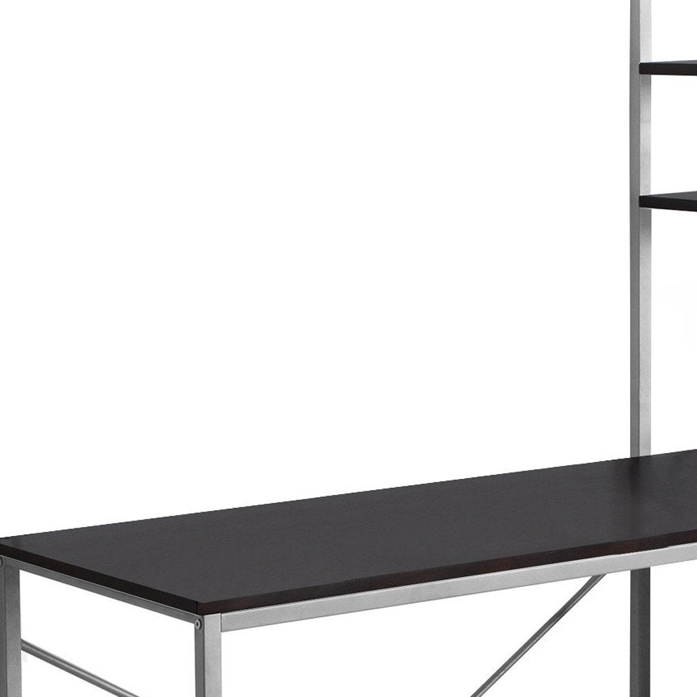 47" Dark Brown and Silver Computer Desk HomeRoots