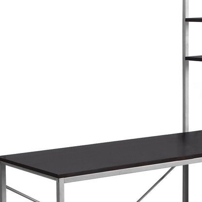 47" Dark Brown and Silver Computer Desk HomeRoots