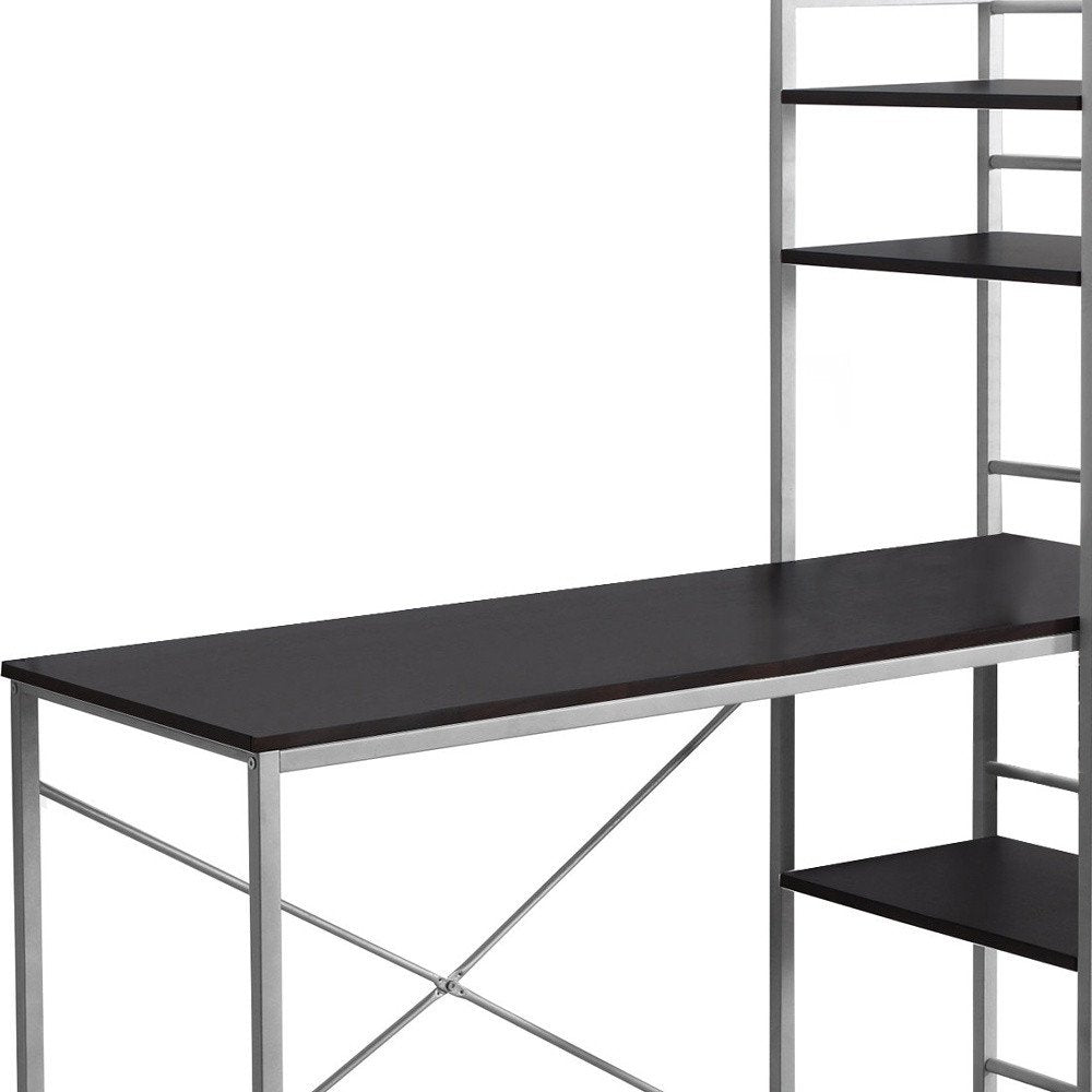 47" Dark Brown and Silver Computer Desk HomeRoots