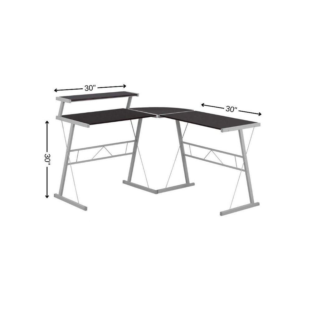 48" Dark Brown and Silver L Shape Computer Desk HomeRoots