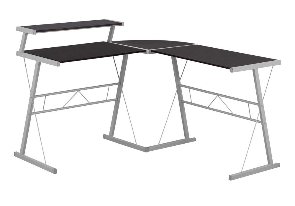48" Dark Brown and Silver L Shape Computer Desk HomeRoots