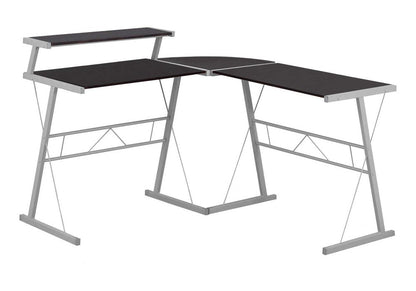 48" Dark Brown and Silver L Shape Computer Desk HomeRoots