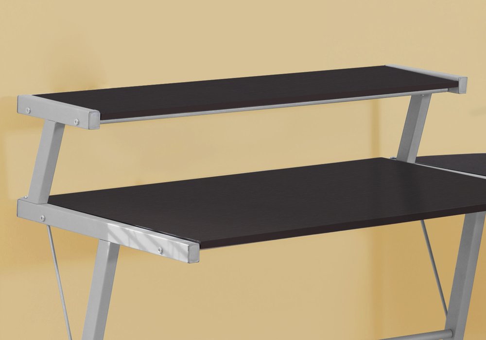 48" Dark Brown and Silver L Shape Computer Desk HomeRoots