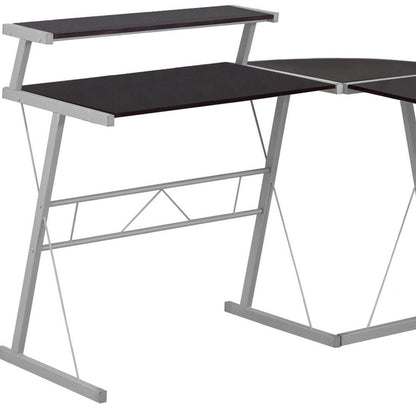 48" Dark Brown and Silver L Shape Computer Desk HomeRoots