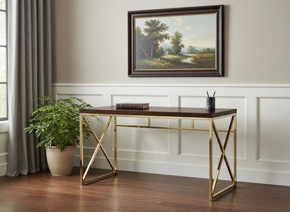 47" Espresso and Gold Writing Desk HomeRoots