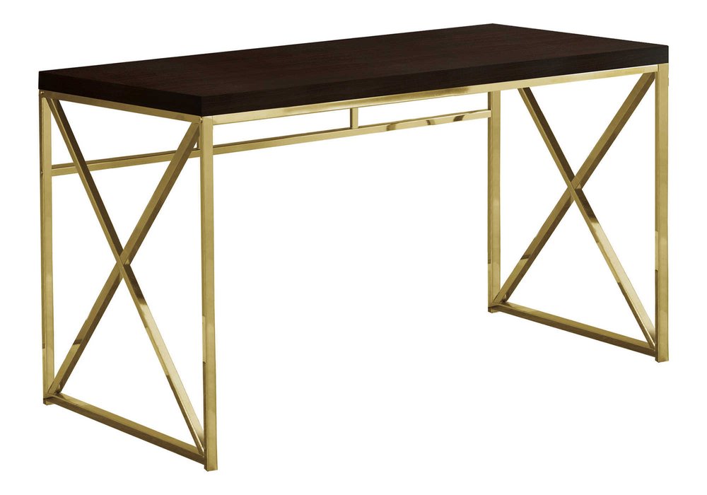 47" Espresso and Gold Writing Desk HomeRoots