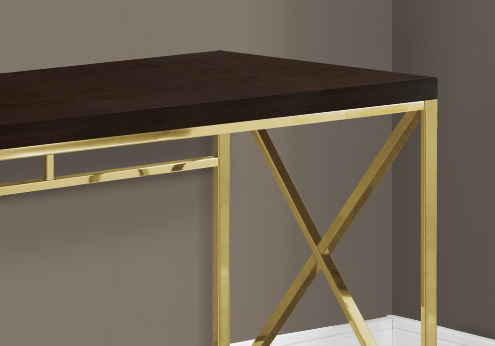 47" Espresso and Gold Writing Desk HomeRoots