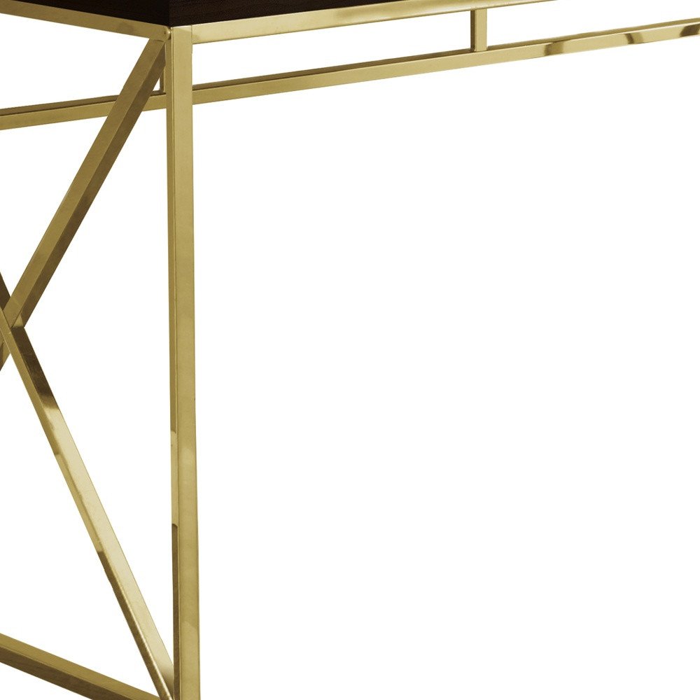 47" Espresso and Gold Writing Desk HomeRoots