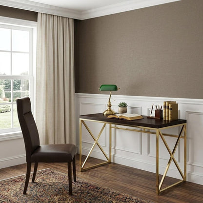 47" Espresso and Gold Writing Desk HomeRoots